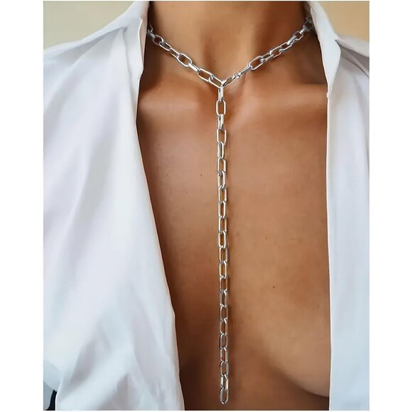 Unique Thick Chain Y Necklace - Handmade Statement Jewelry for Every Occasion - Picture 2 of 7